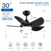 30 In Intergrated LED Ceiling Fan Lighting with Matte Black ABS Blade