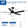 48 In Intergrated LED Ceiling Fan Lighting with Black ABS Blade