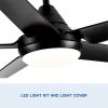 48 In Intergrated LED Ceiling Fan Lighting with Black ABS Blade