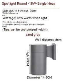 Waterproof Up And Down Spotlight (Option: Warm Light-Gray Single Head 24W)