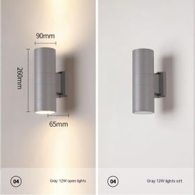 Waterproof Up And Down Spotlight (Option: White Light-Gray Single Head 24W)