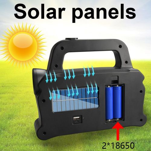 Long-range Projection Light COB Portable Searchlight Solar USB Charging