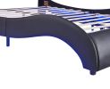 Queen Size Upholstered Faux Leather Platform Bed with LED Light Bed Frame with Slatted